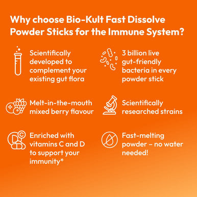 Bio-Kult Everyday Immunity Fast Dissolve Probiotic Powder Mixed Berry 30 Sticks