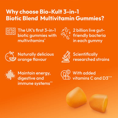Bio-Kult 3in1 Biotic Blend Probiotic for Adults Orange 30 Gummies